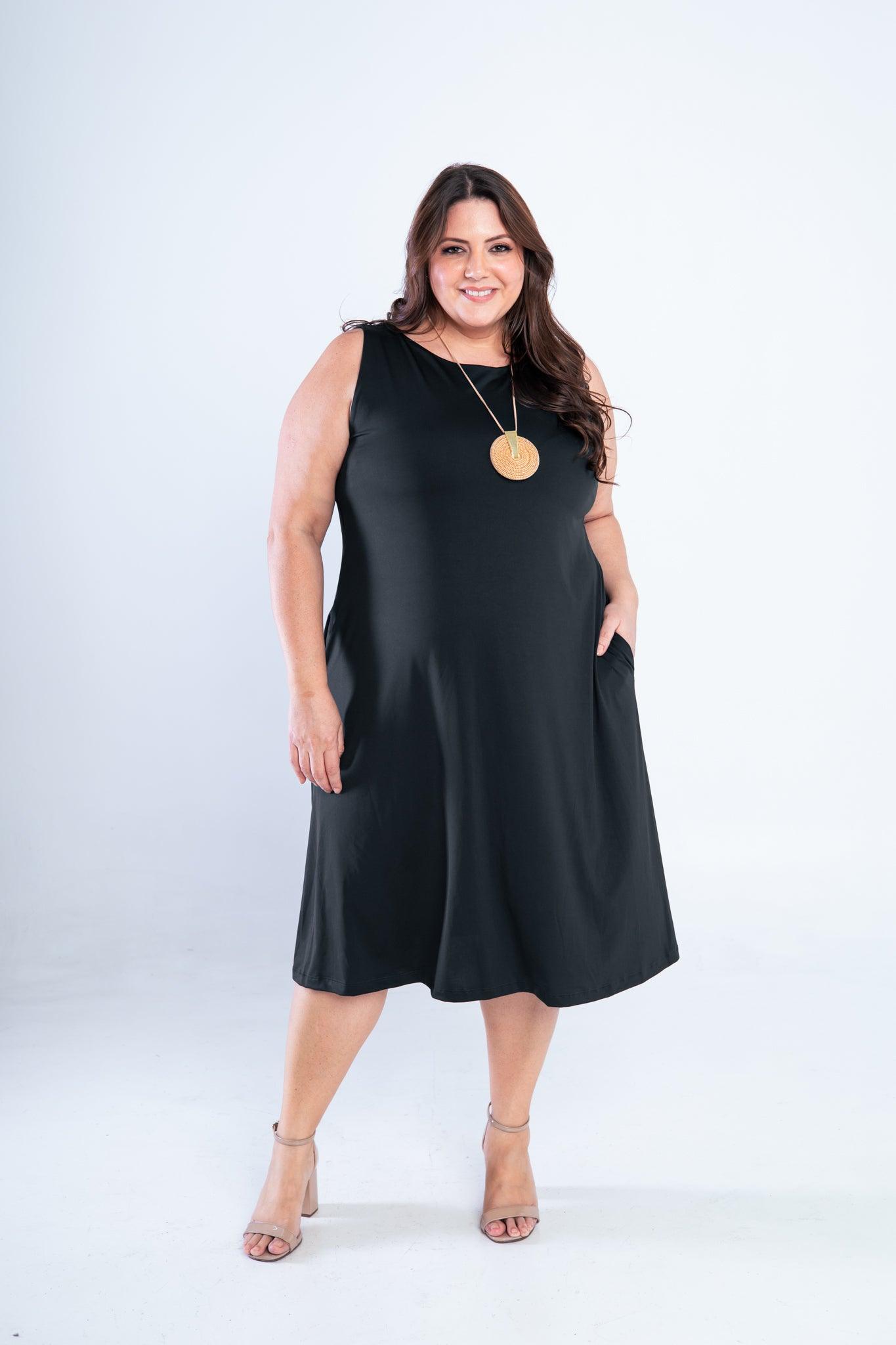 Vestido Sofia - Malha Confort Regata Midi - Bazar Online