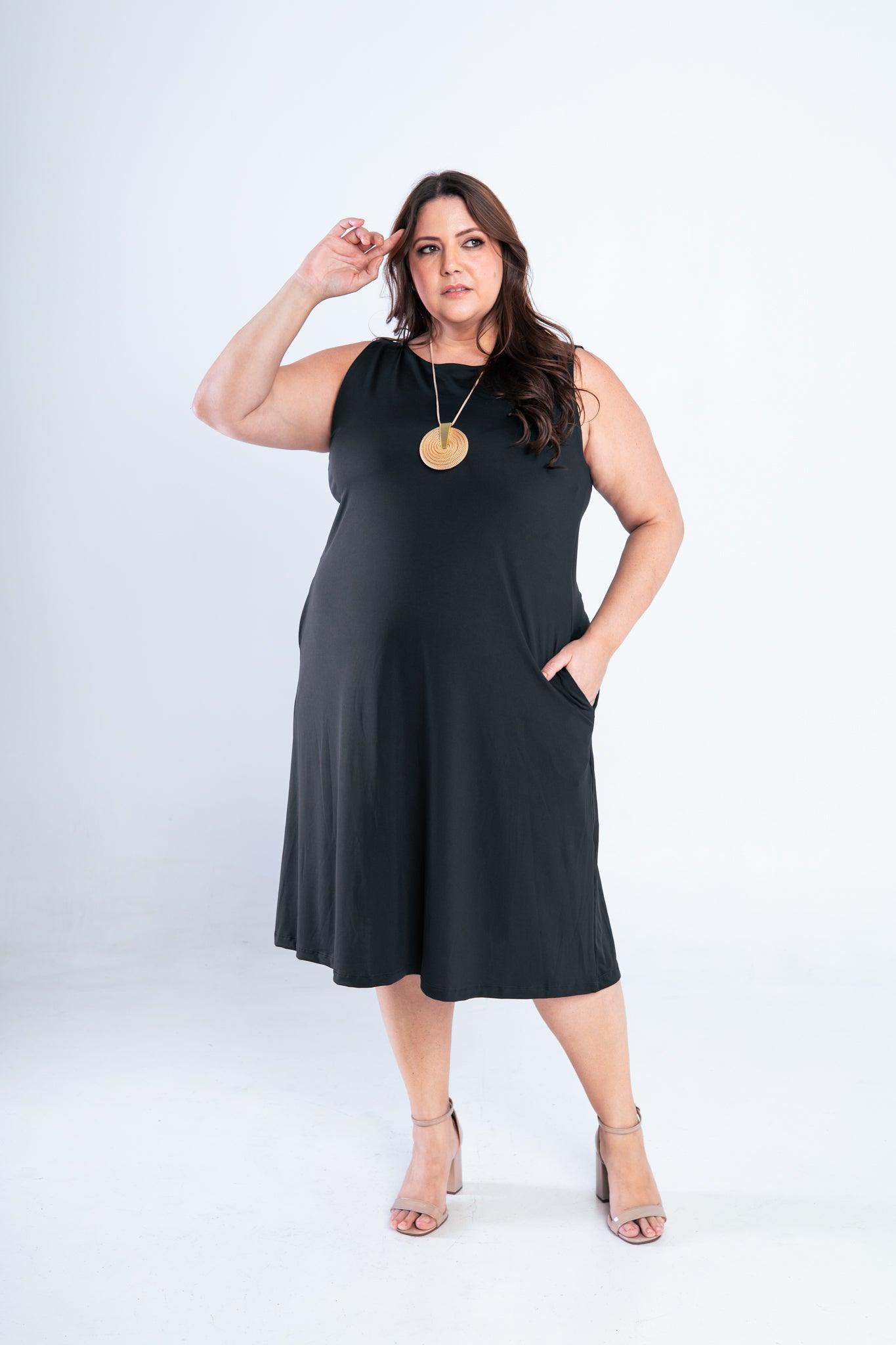 Vestido Sofia - Malha Confort Regata Midi - Bazar Online