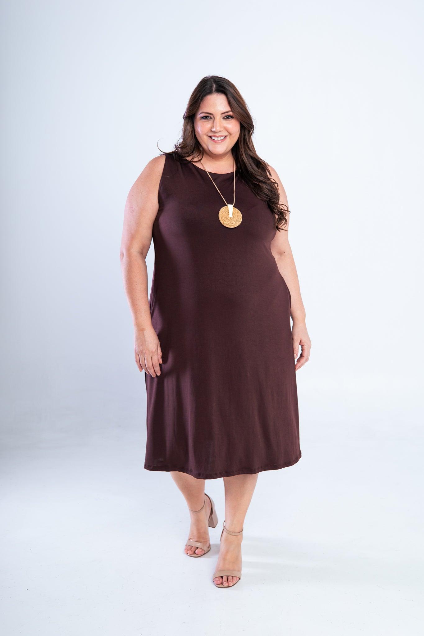 Vestido Sofia - Malha Confort Regata Midi - Bazar Online