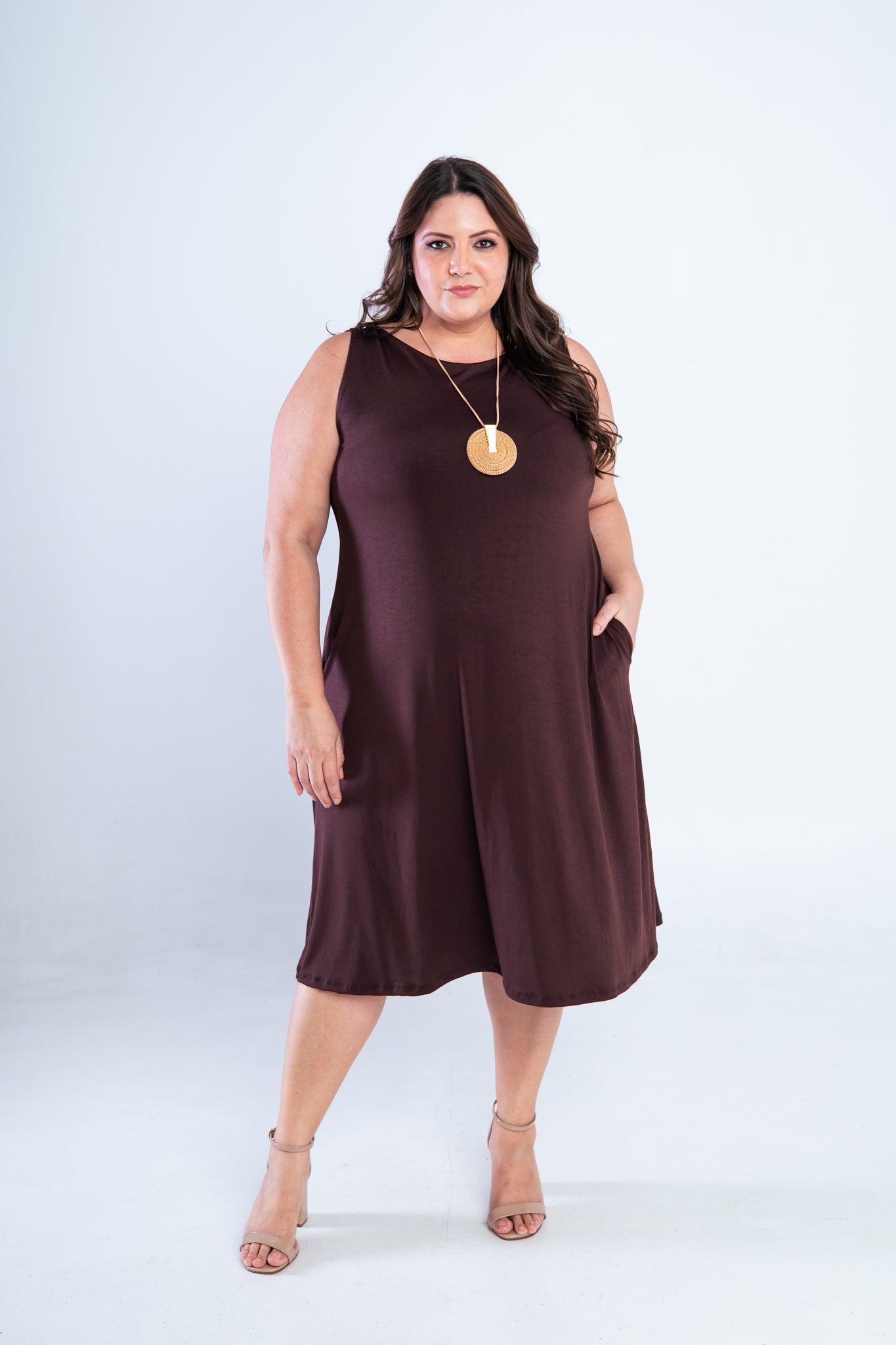 Vestido Sofia - Malha Confort Regata Midi - Bazar Online