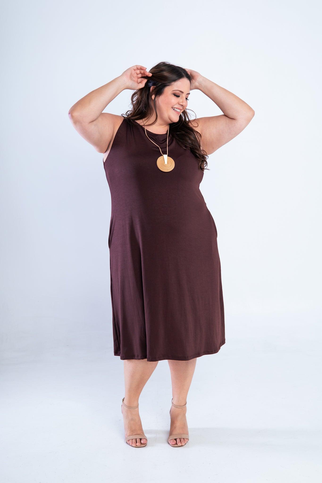 Vestido Sofia - Malha Confort Regata Midi - Bazar Online