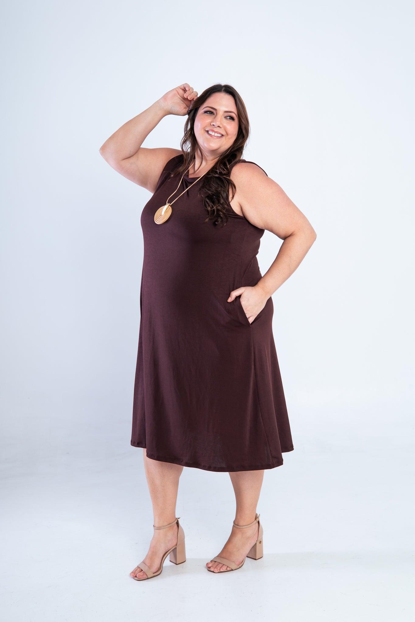 Vestido Sofia - Malha Confort Regata Midi - Bazar Online