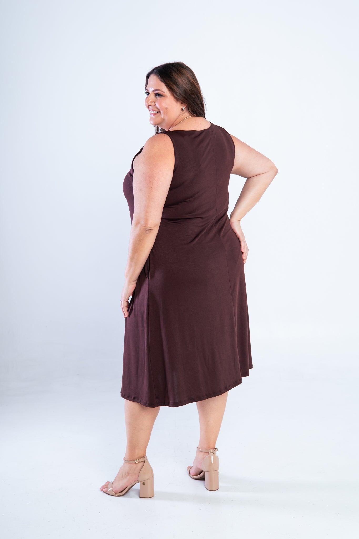 Vestido Sofia - Malha Confort Regata Midi - Bazar Online