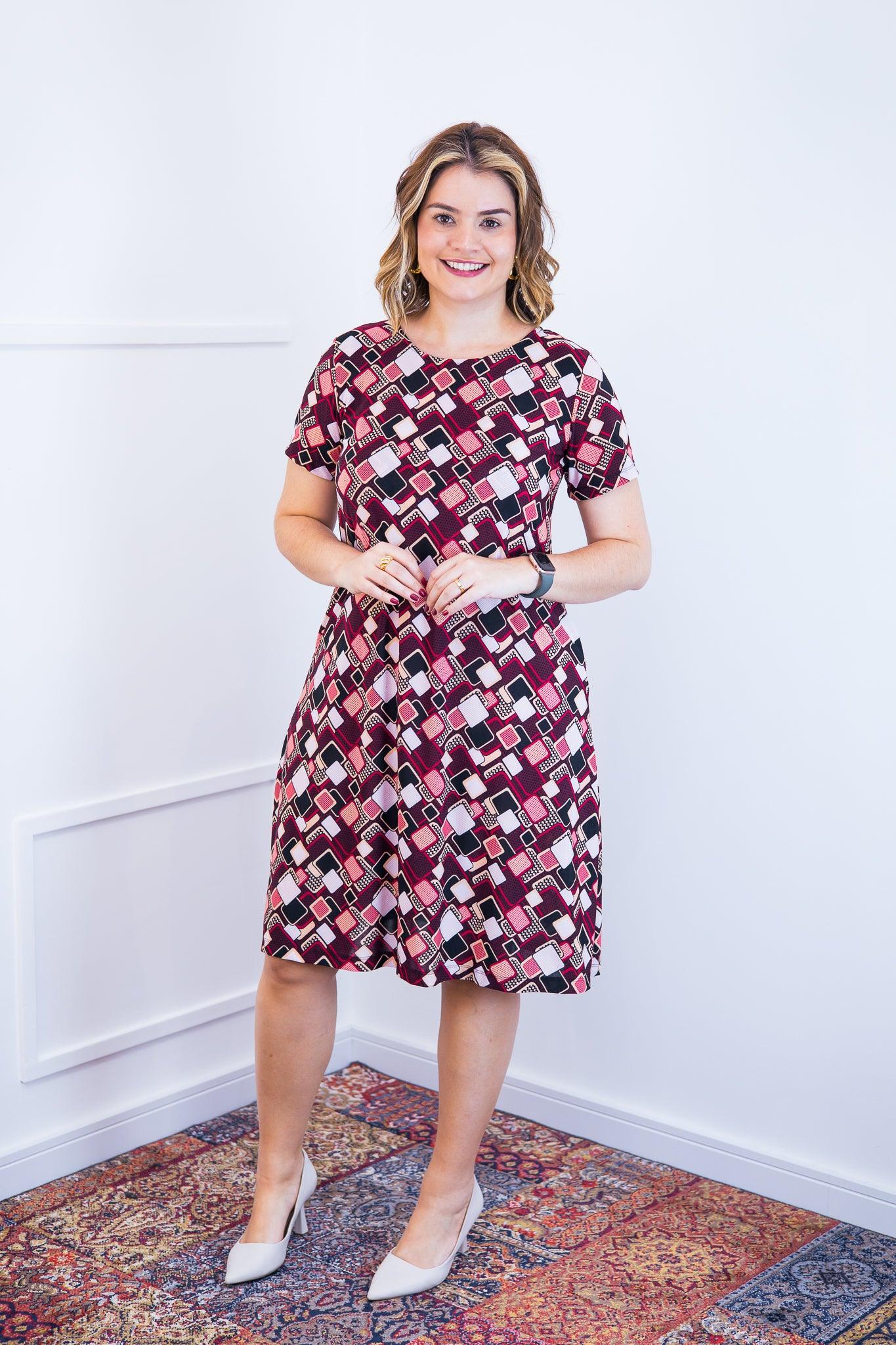 Vestido Sara - Malha Confort Midi com Manga - Bazar Online