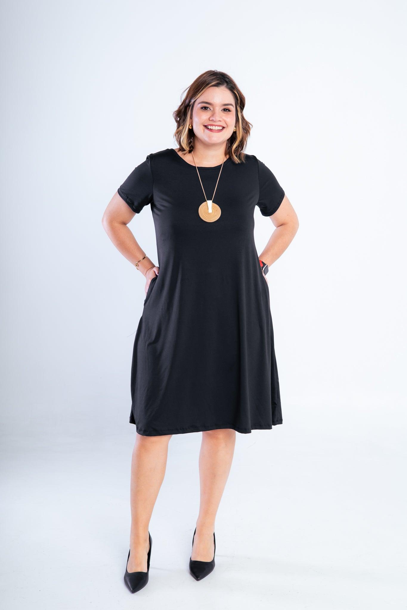 Vestido Sara - Malha Confort Midi com Manga - Bazar Online