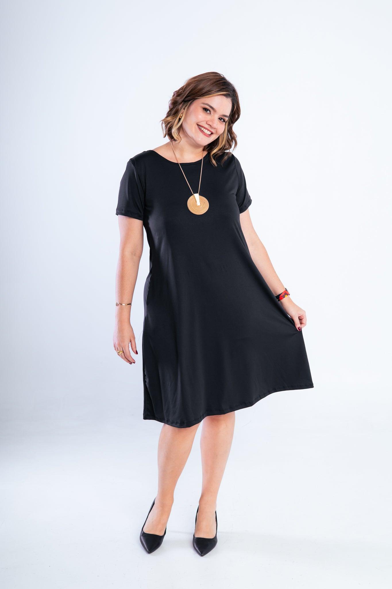 Vestido Sara - Malha Confort Midi com Manga - Bazar Online