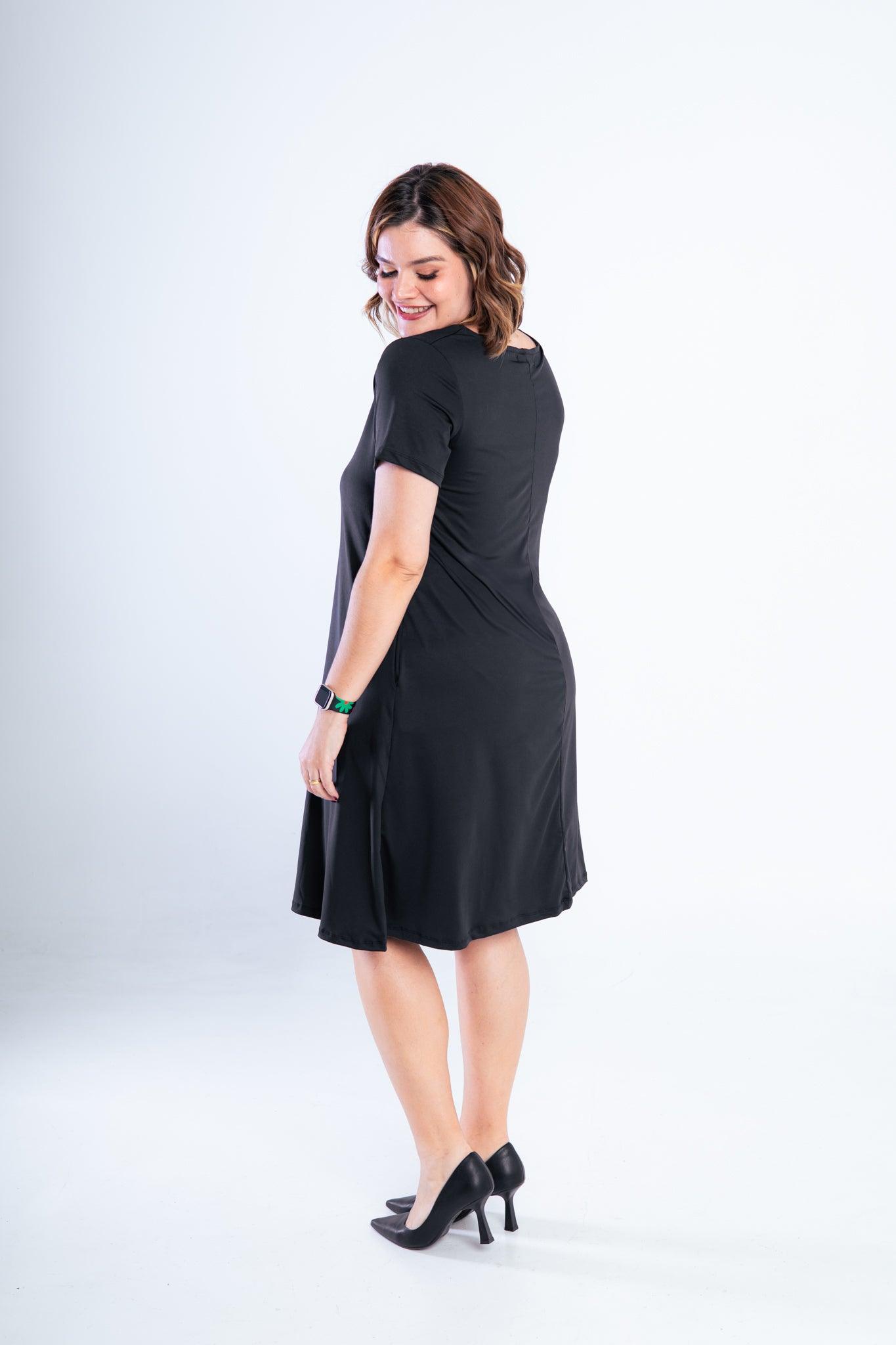 Vestido Sara - Malha Confort Midi com Manga - Bazar Online