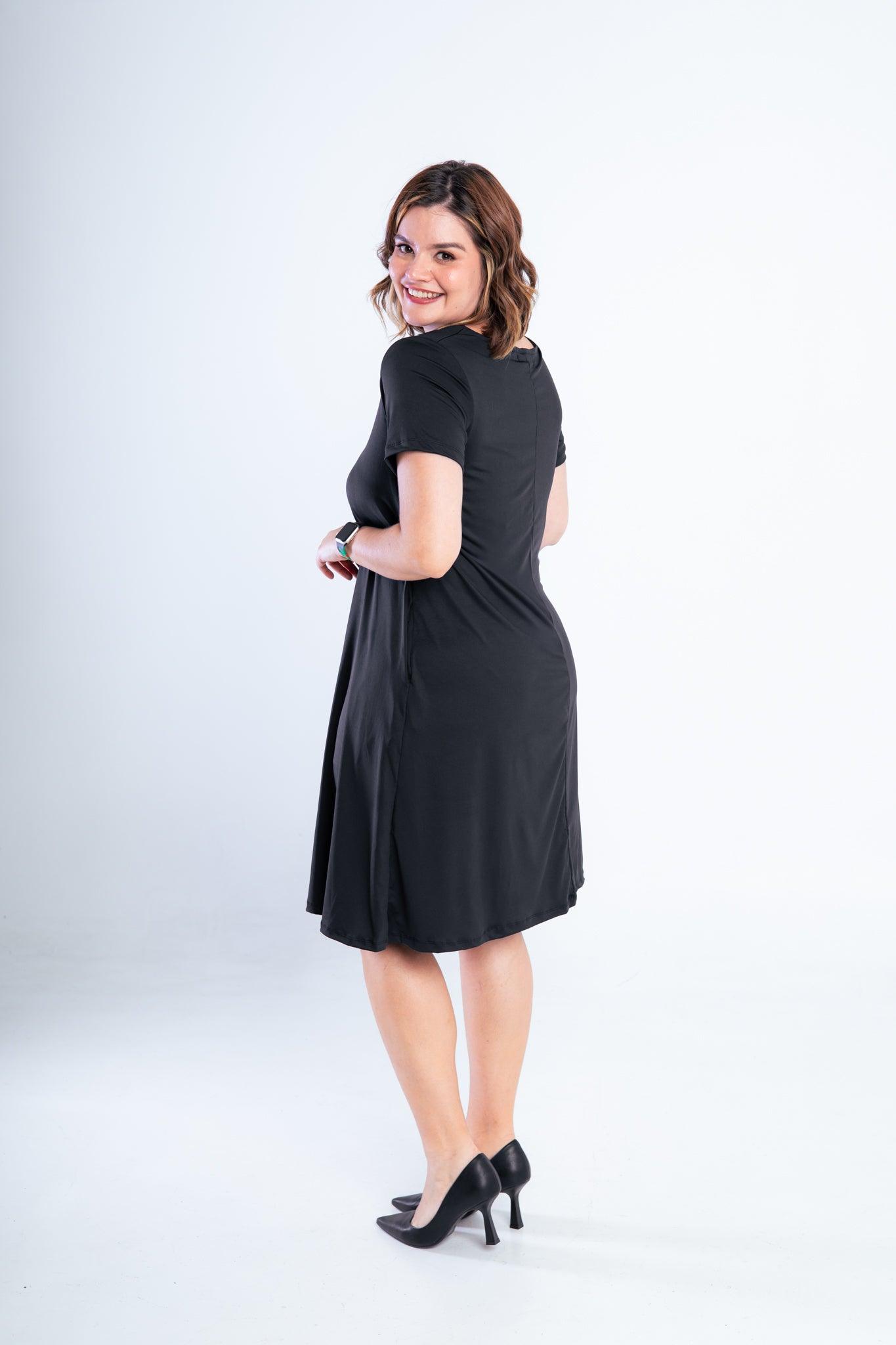 Vestido Sara - Malha Confort Midi com Manga - Bazar Online