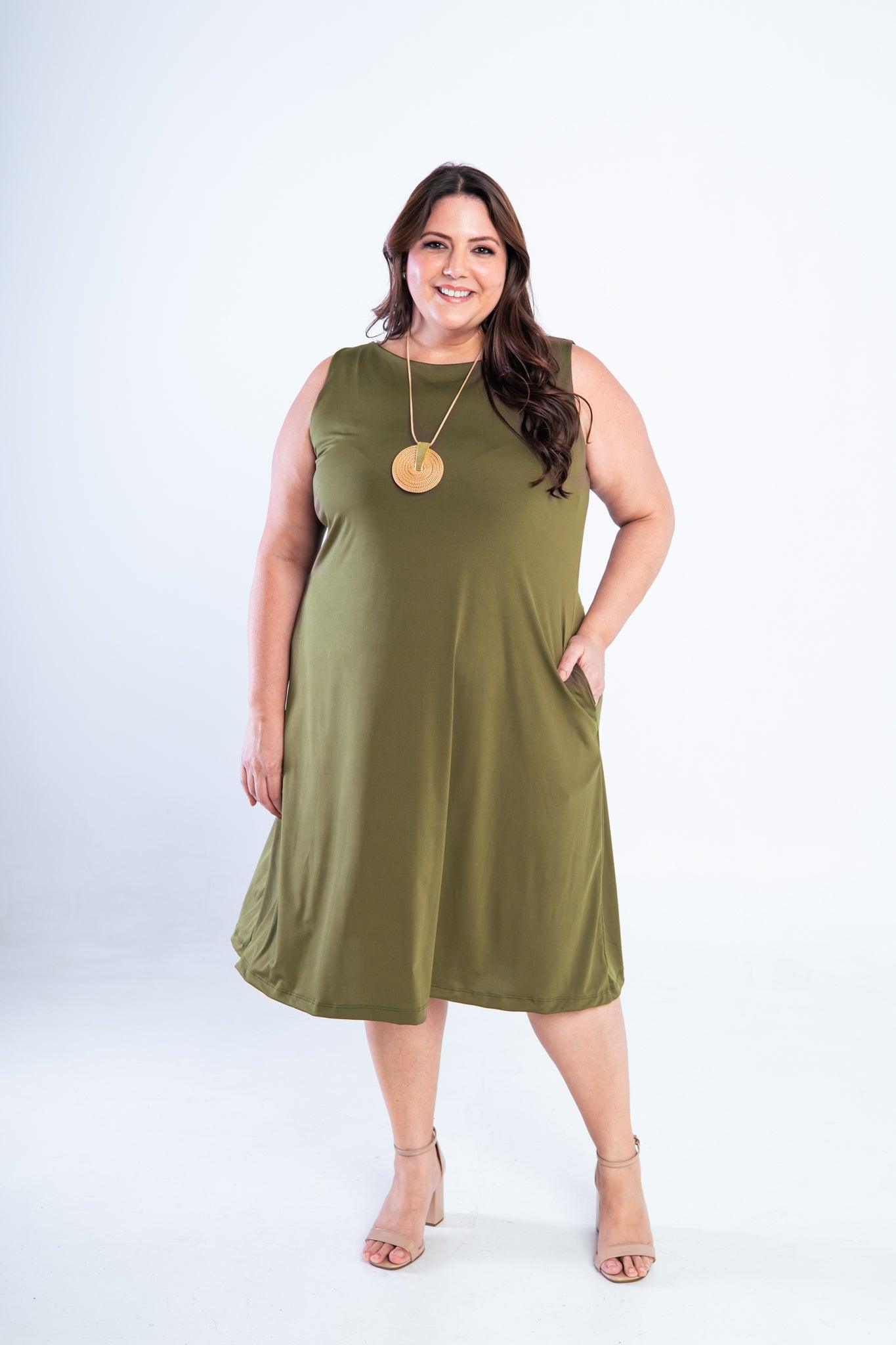 Vestido Sofia - Malha Confort Regata Midi - Bazar Online