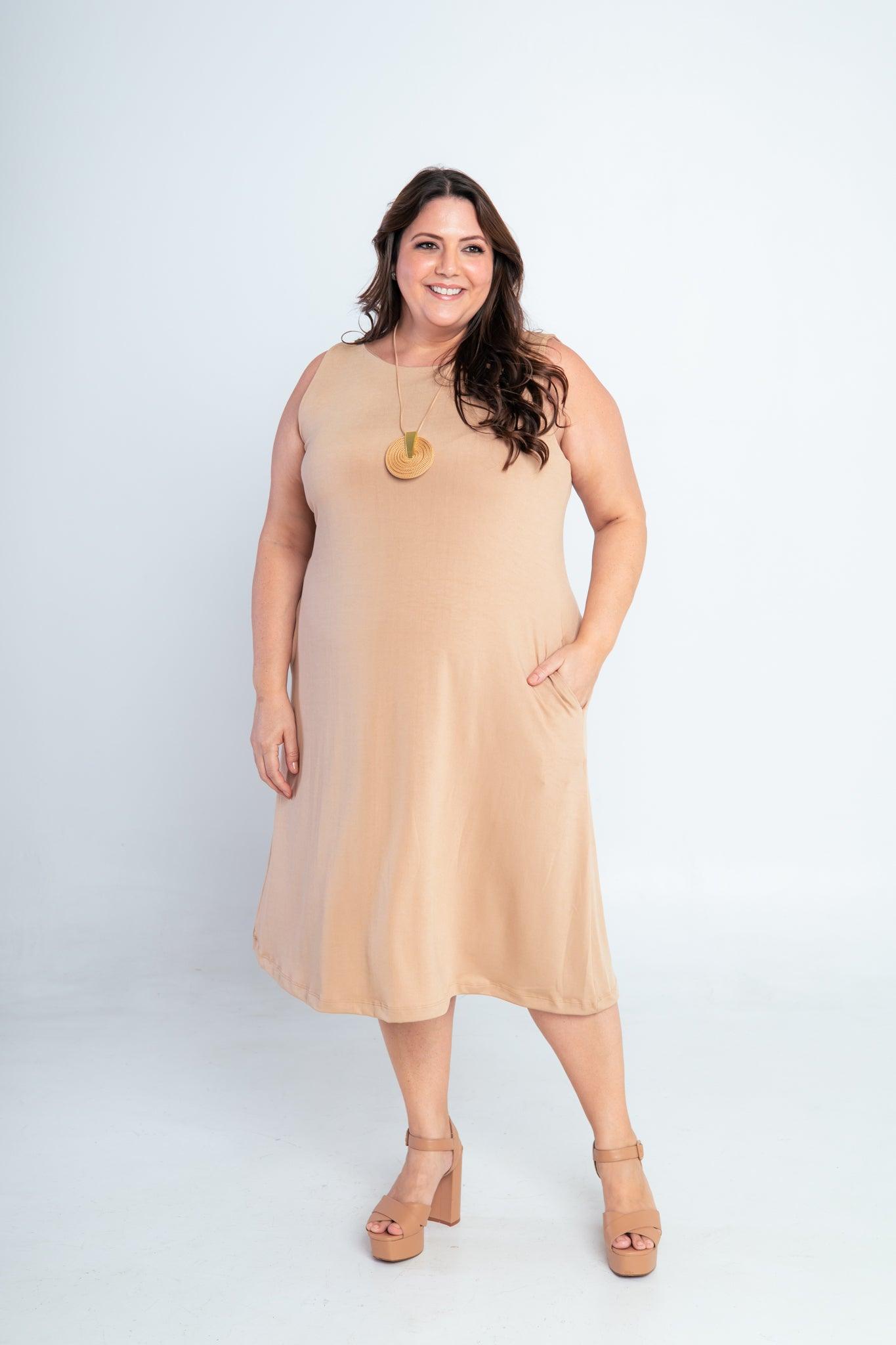 Vestido Sofia - Malha Confort Regata Midi - Bazar Online