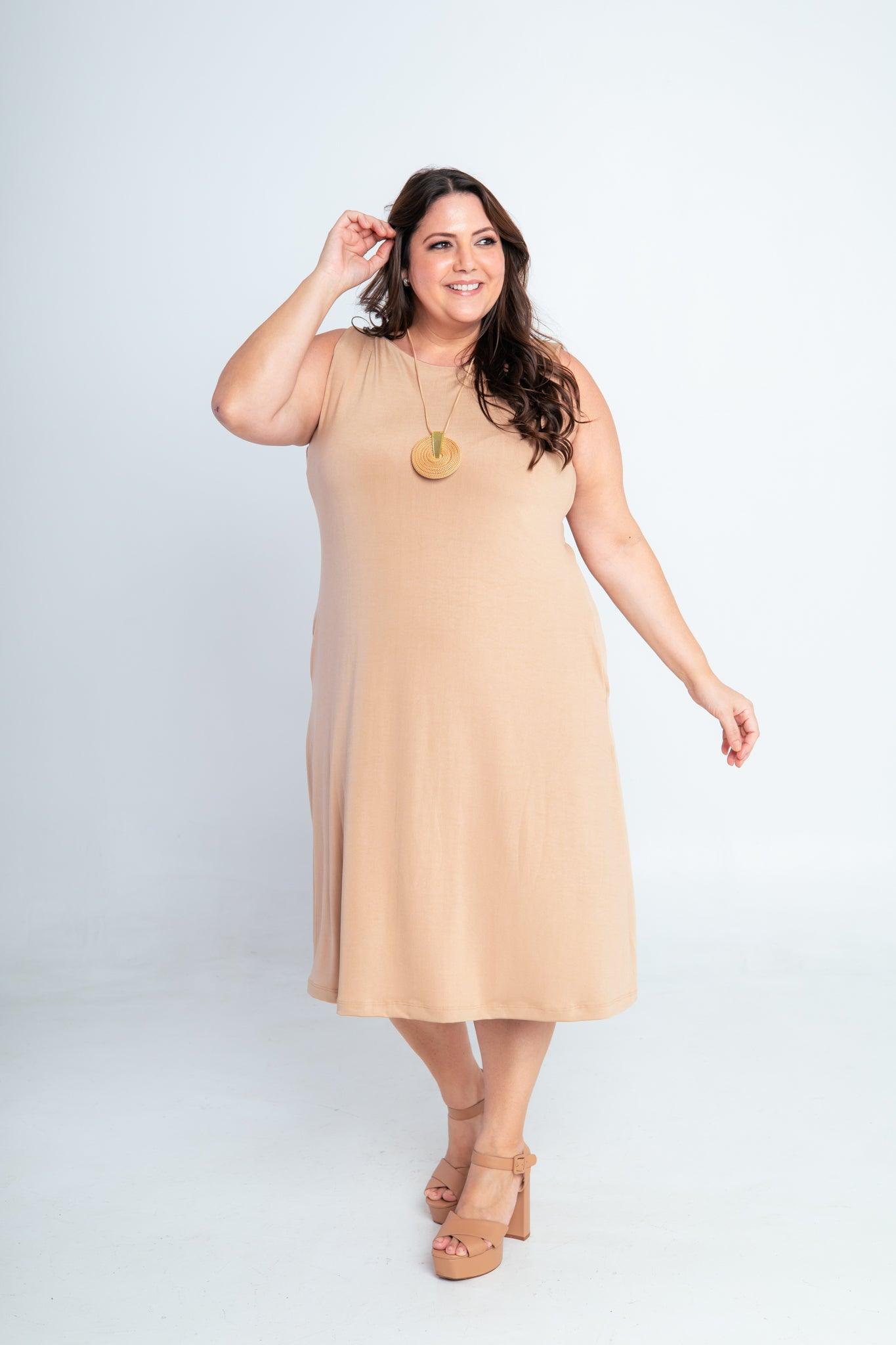 Vestido Sofia - Malha Confort Regata Midi - Bazar Online