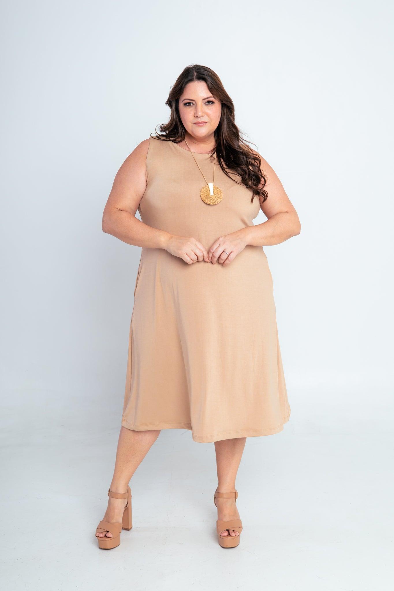 Vestido Sofia - Malha Confort Regata Midi - Bazar Online