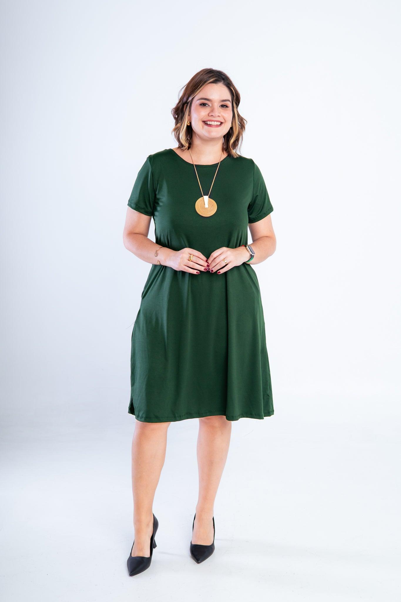 Vestido Sara - Malha Confort Midi com Manga - Bazar Online