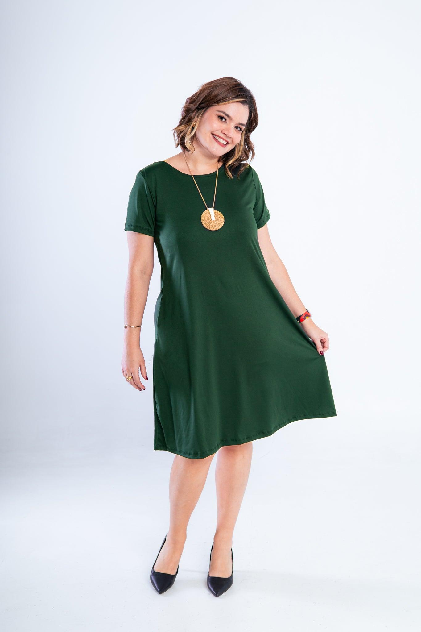 Vestido Sara - Malha Confort Midi com Manga - Bazar Online