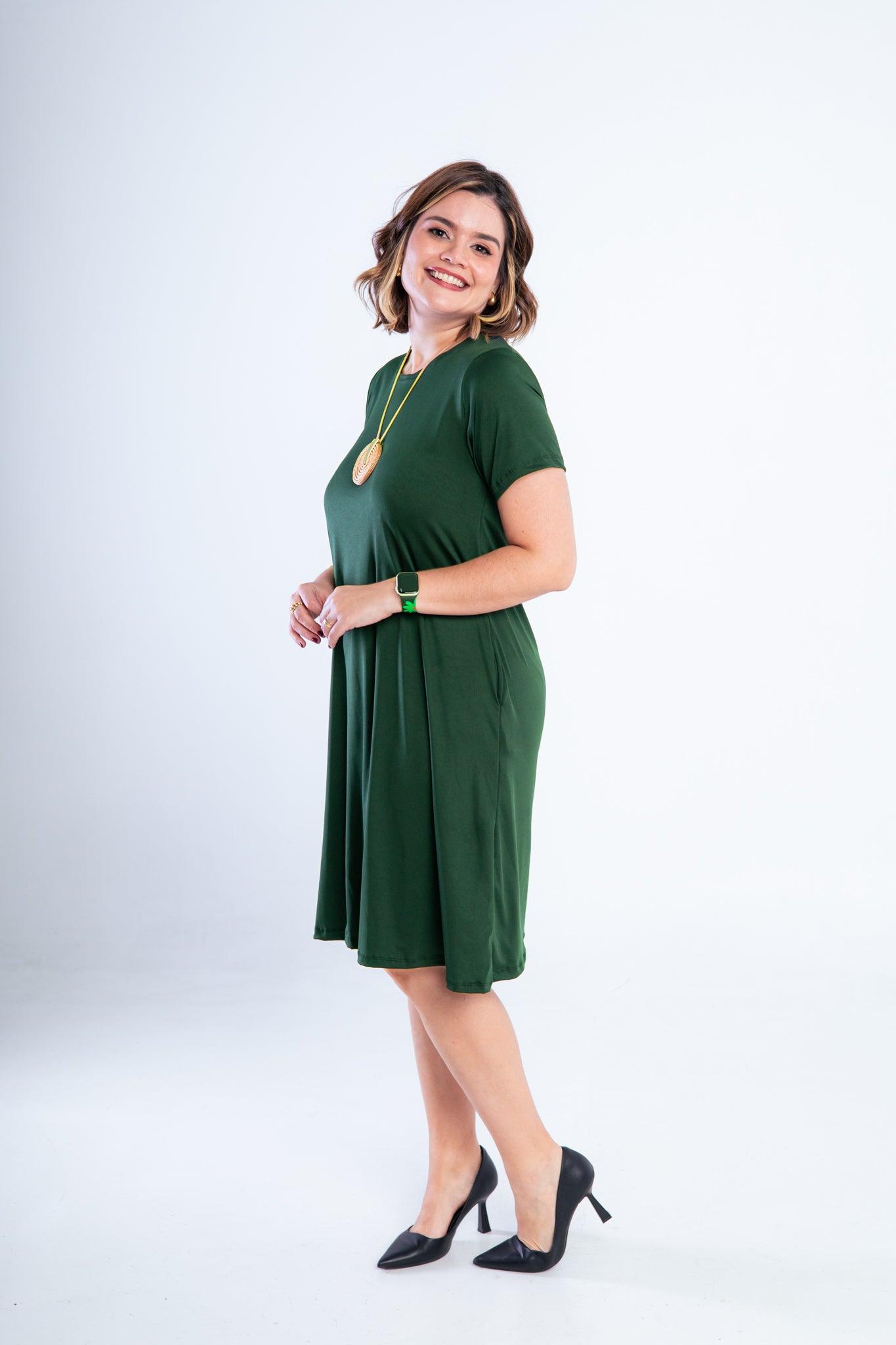 Vestido Sara - Malha Confort Midi com Manga - Bazar Online