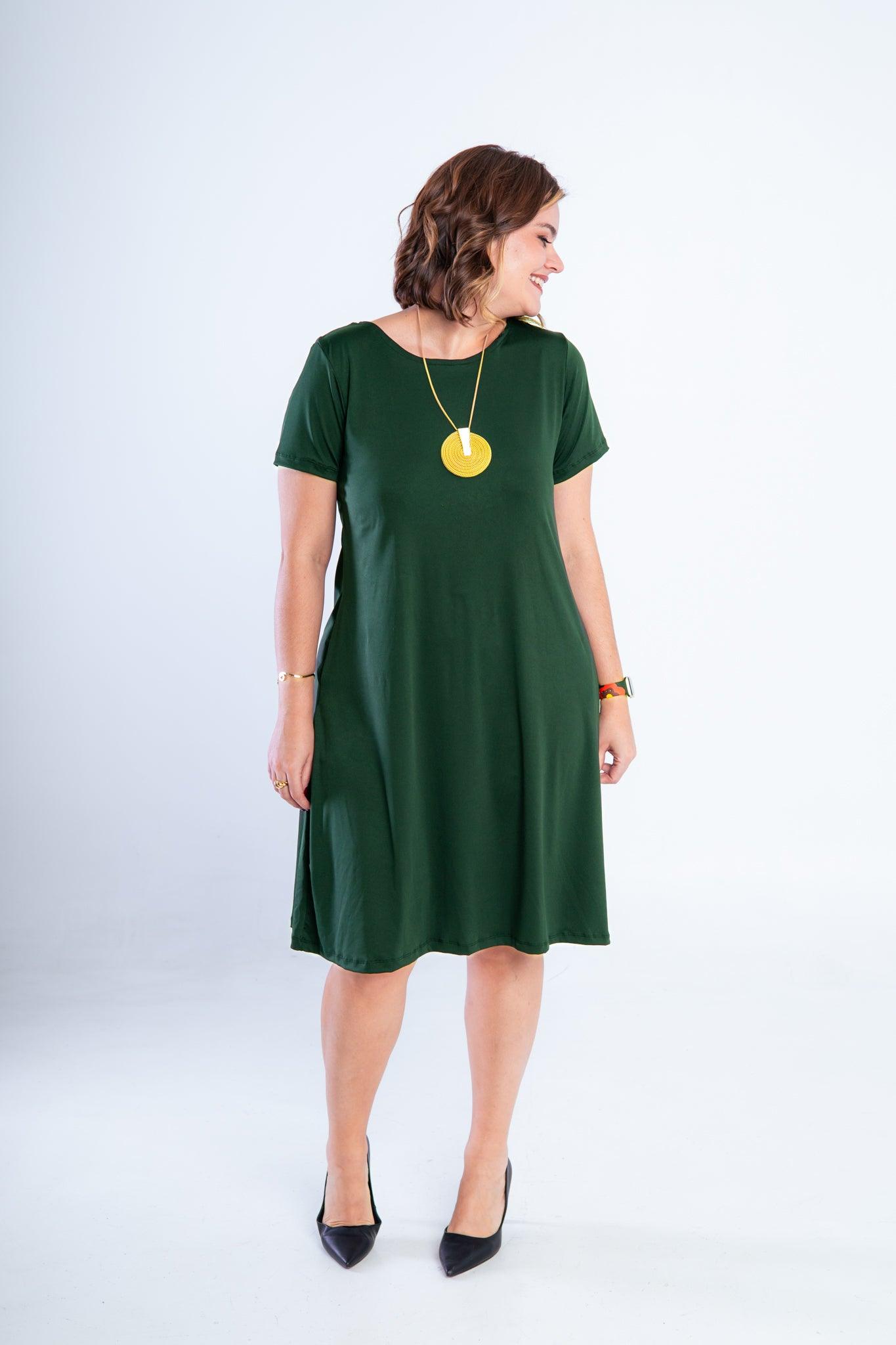 Vestido Sara - Malha Confort Midi com Manga - Bazar Online