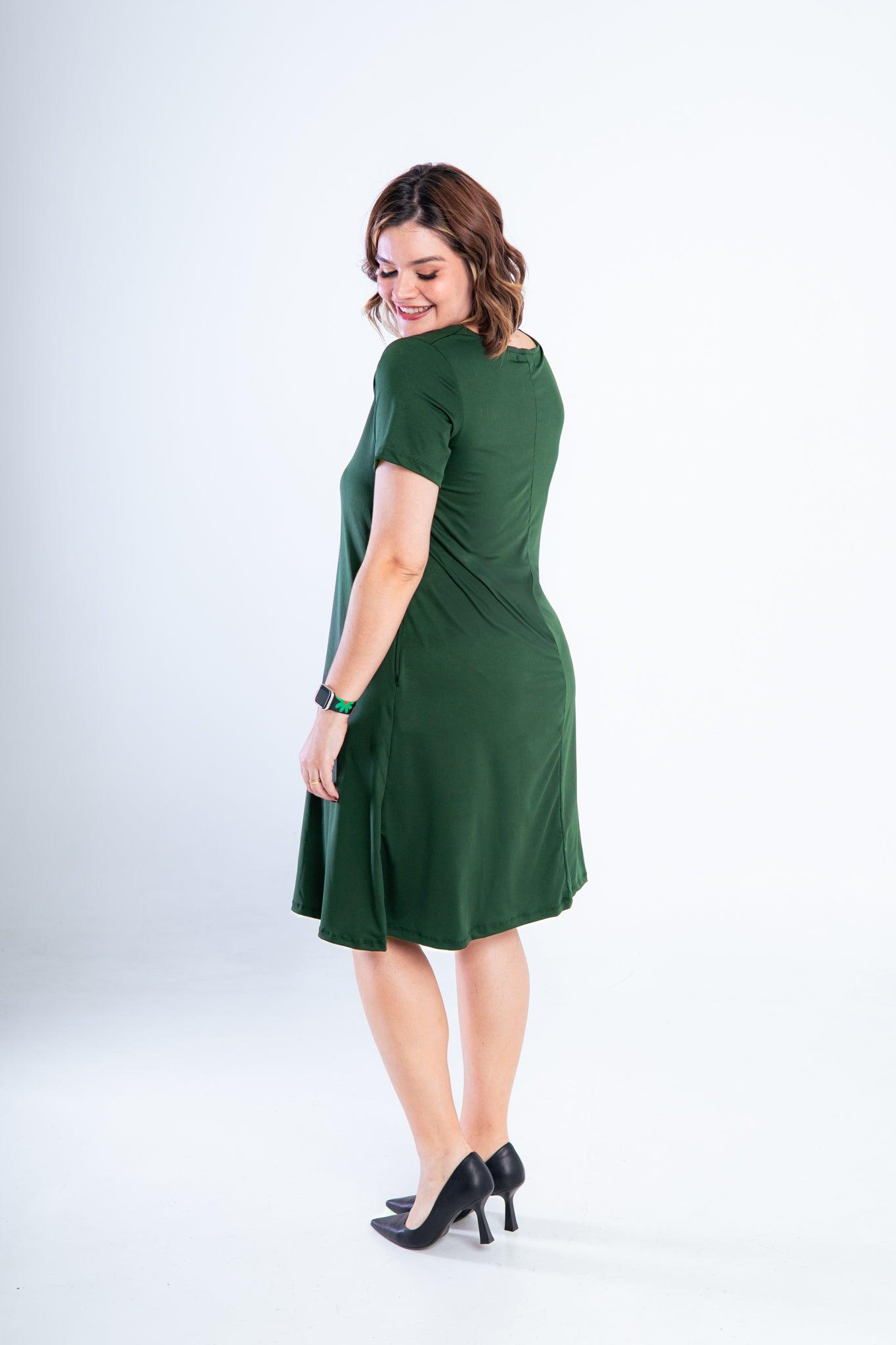 Vestido Sara - Malha Confort Midi com Manga - Bazar Online