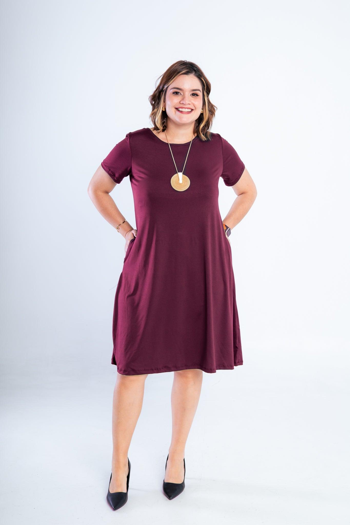 Vestido Sara - Malha Confort Midi com Manga - Bazar Online