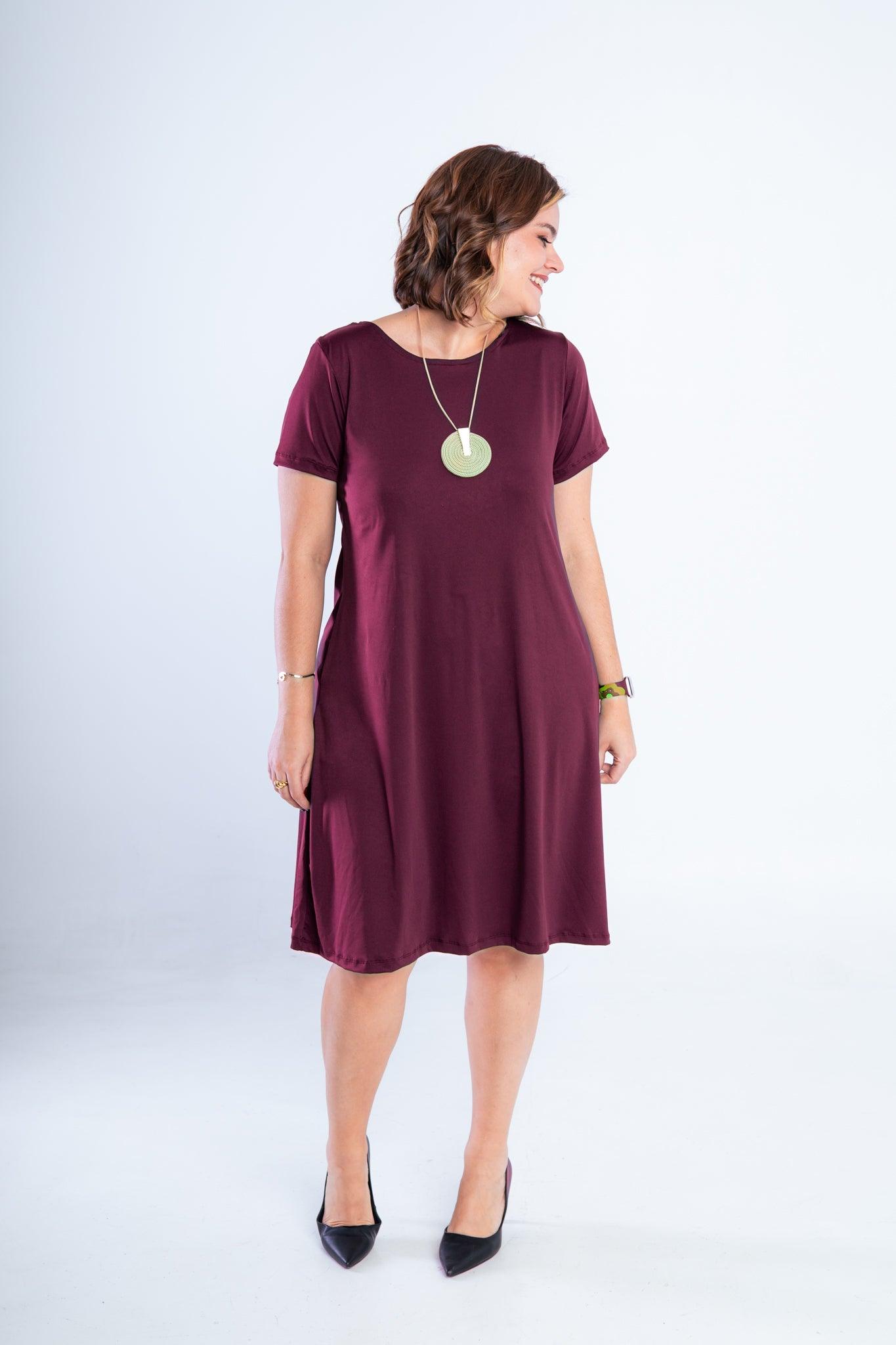 Vestido Sara - Malha Confort Midi com Manga - Bazar Online