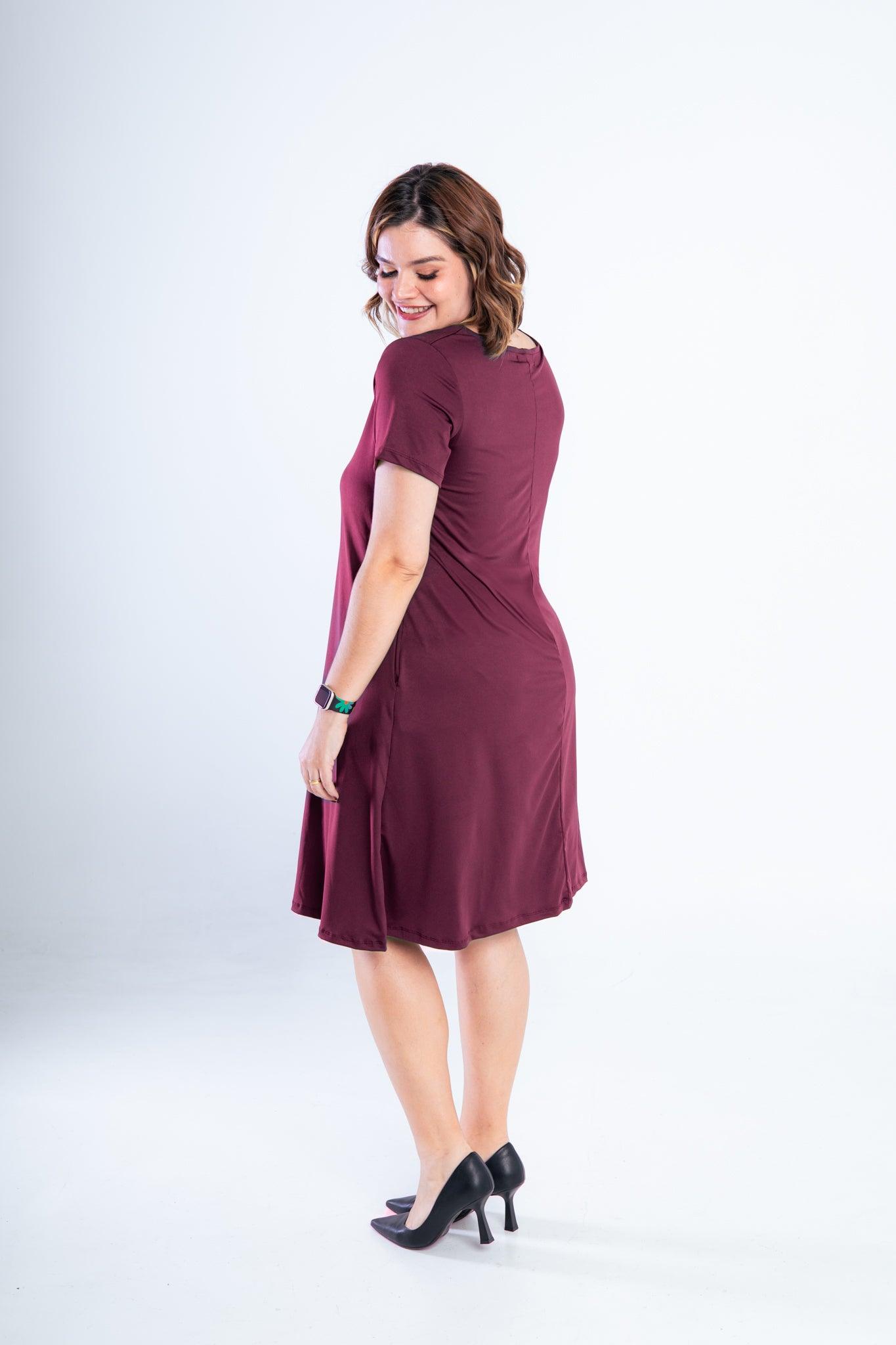 Vestido Sara - Malha Confort Midi com Manga - Bazar Online