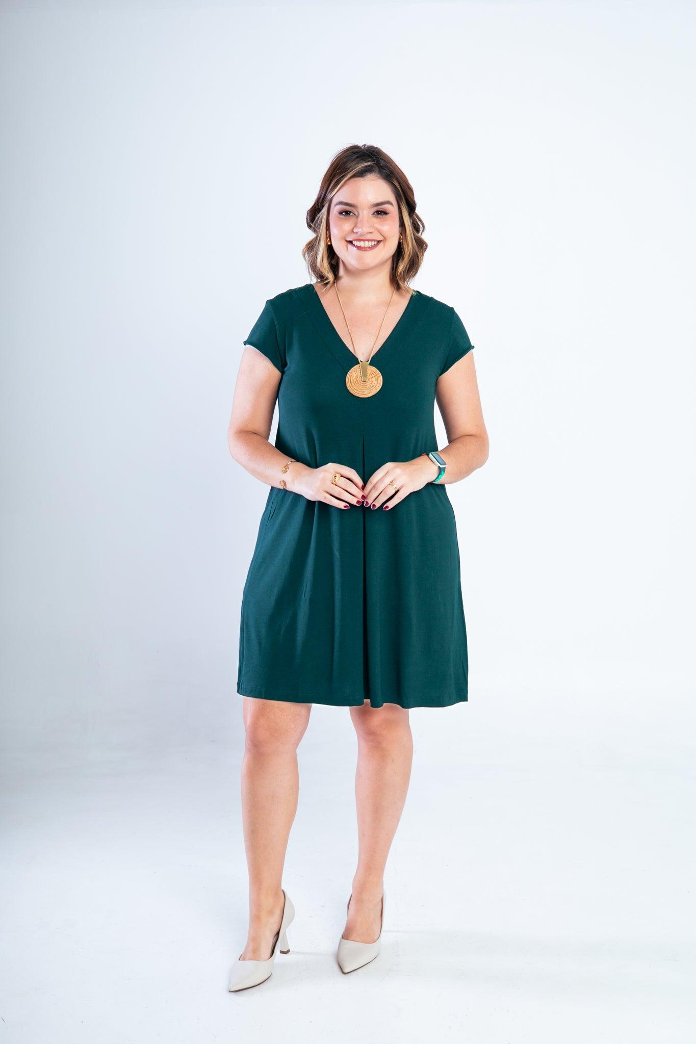 Vestido Laura - Evasê Decote V em Viscolycra - Bazar Online