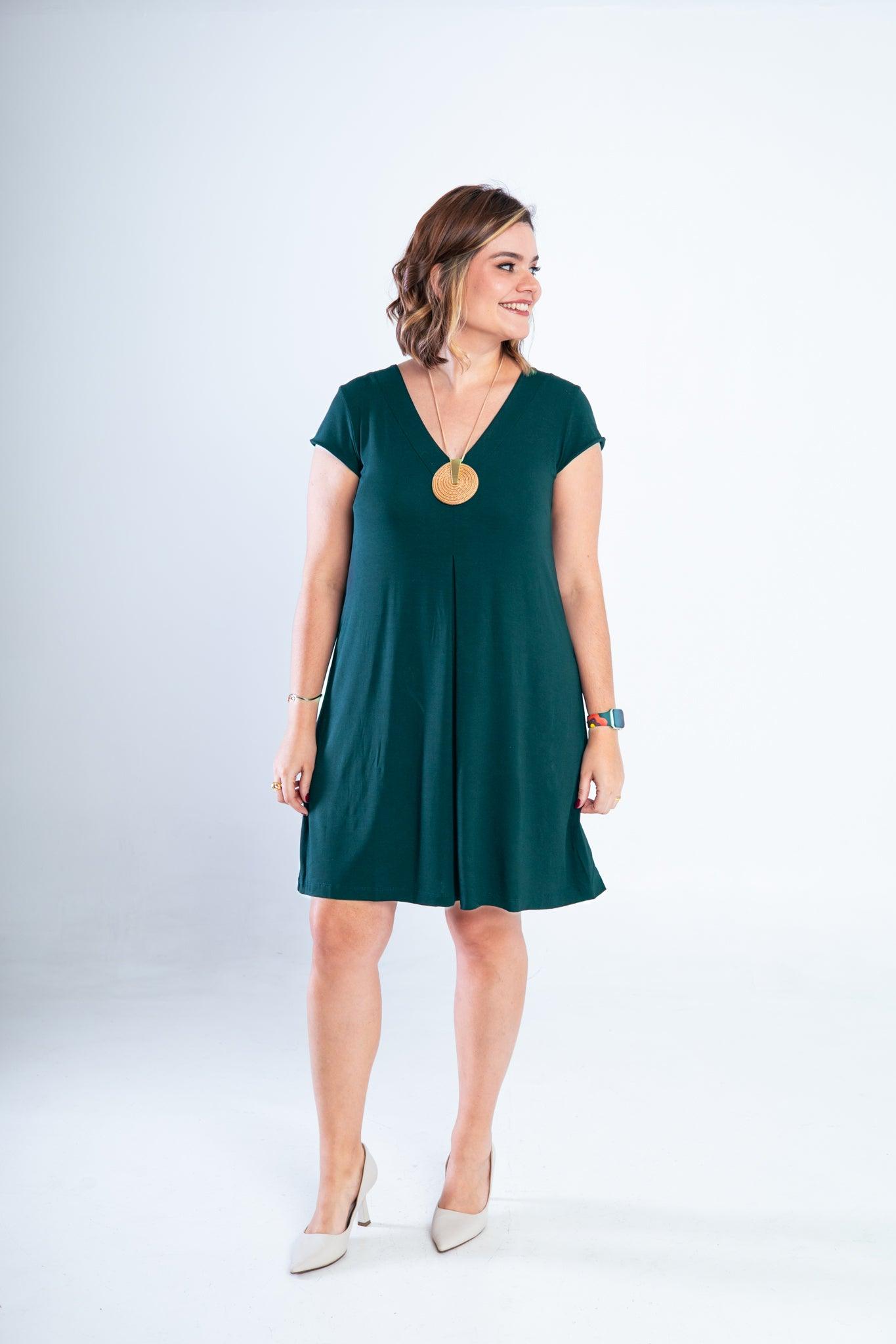 Vestido Laura - Evasê Decote V em Viscolycra - Bazar Online