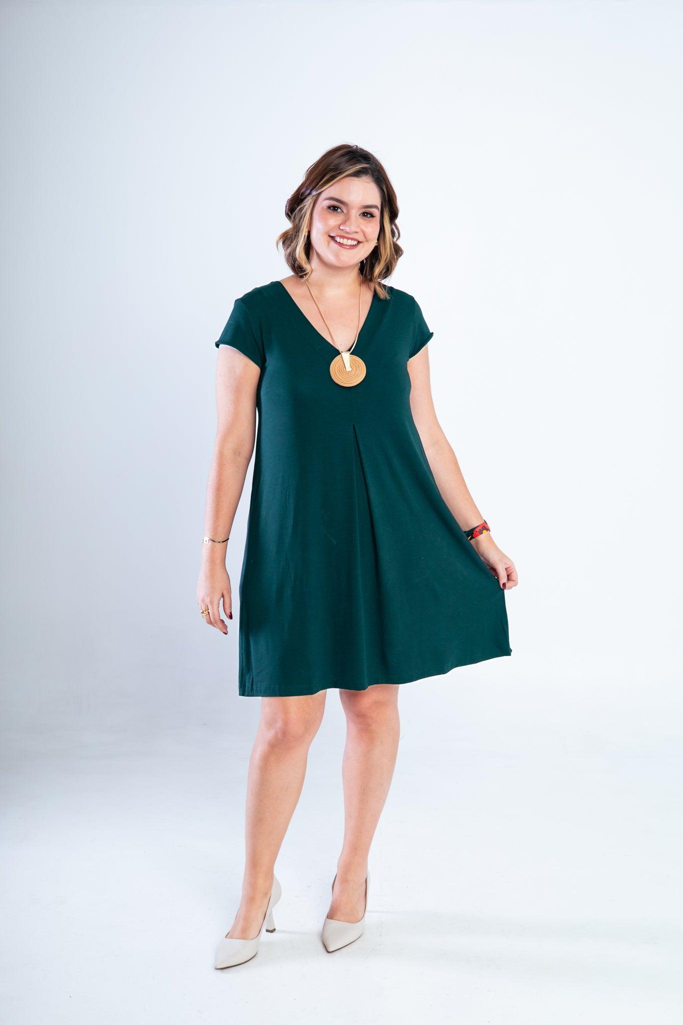 Vestido Laura - Evasê Decote V em Viscolycra - Bazar Online