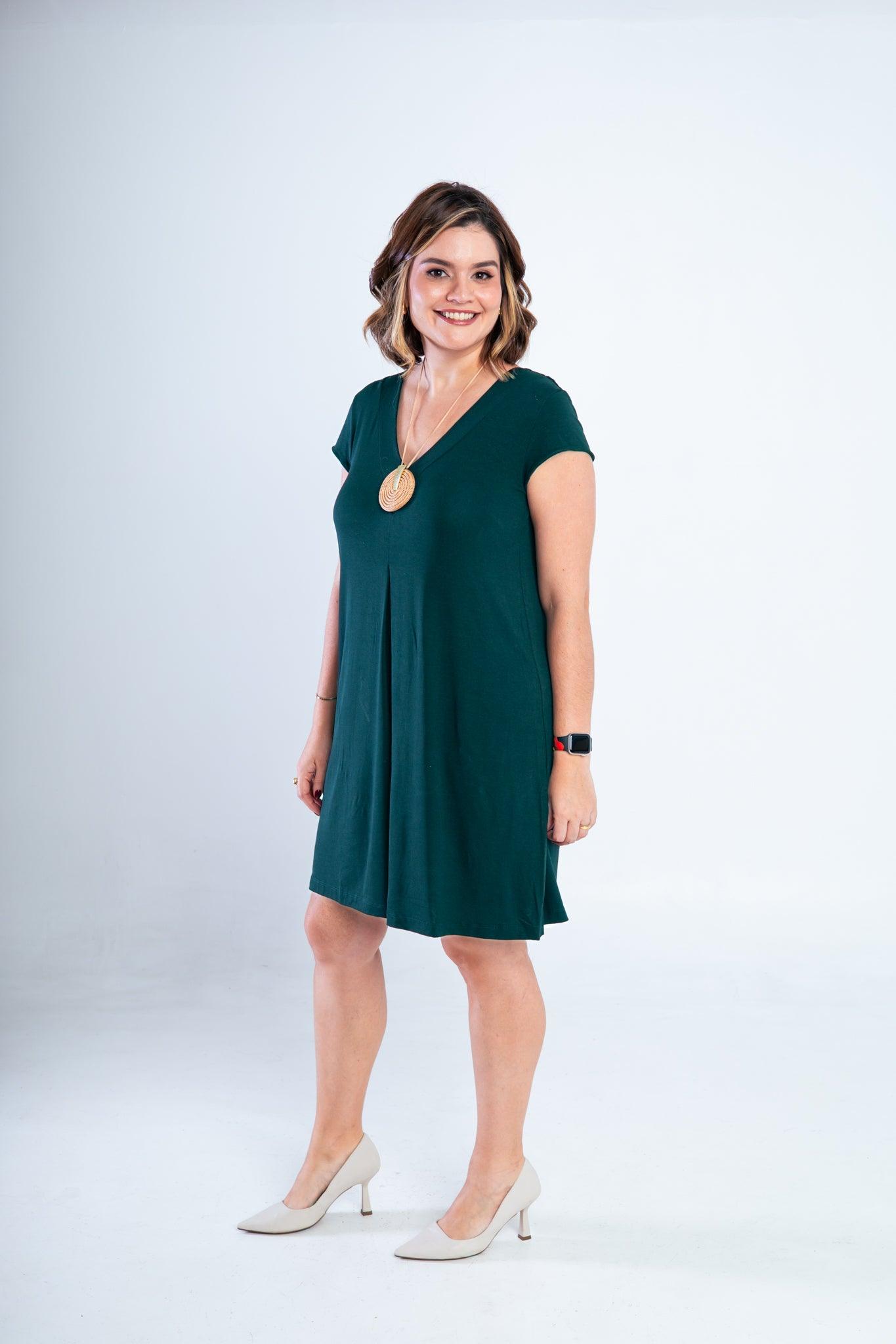 Vestido Laura - Evasê Decote V em Viscolycra - Bazar Online