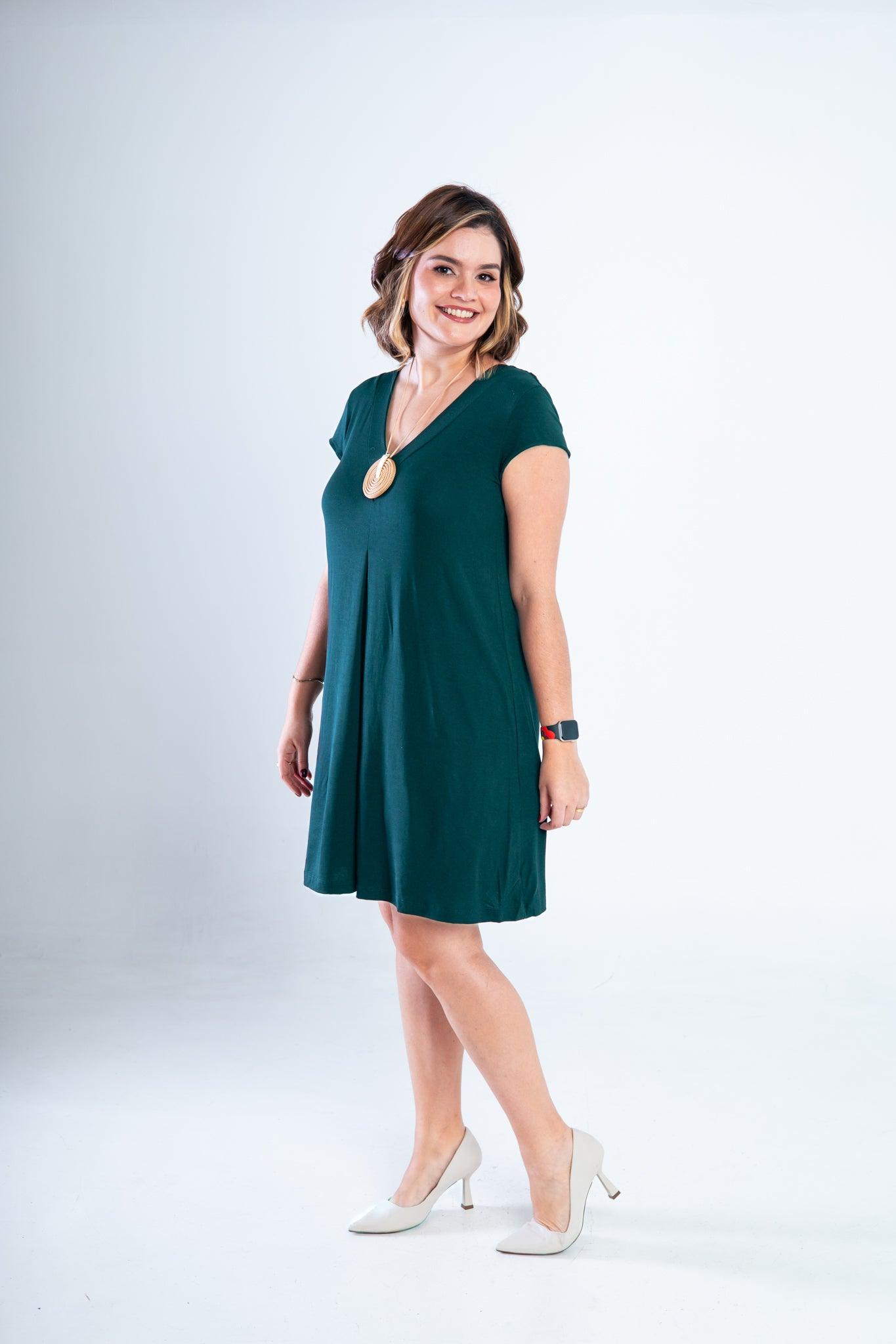 Vestido Laura - Evasê Decote V em Viscolycra - Bazar Online