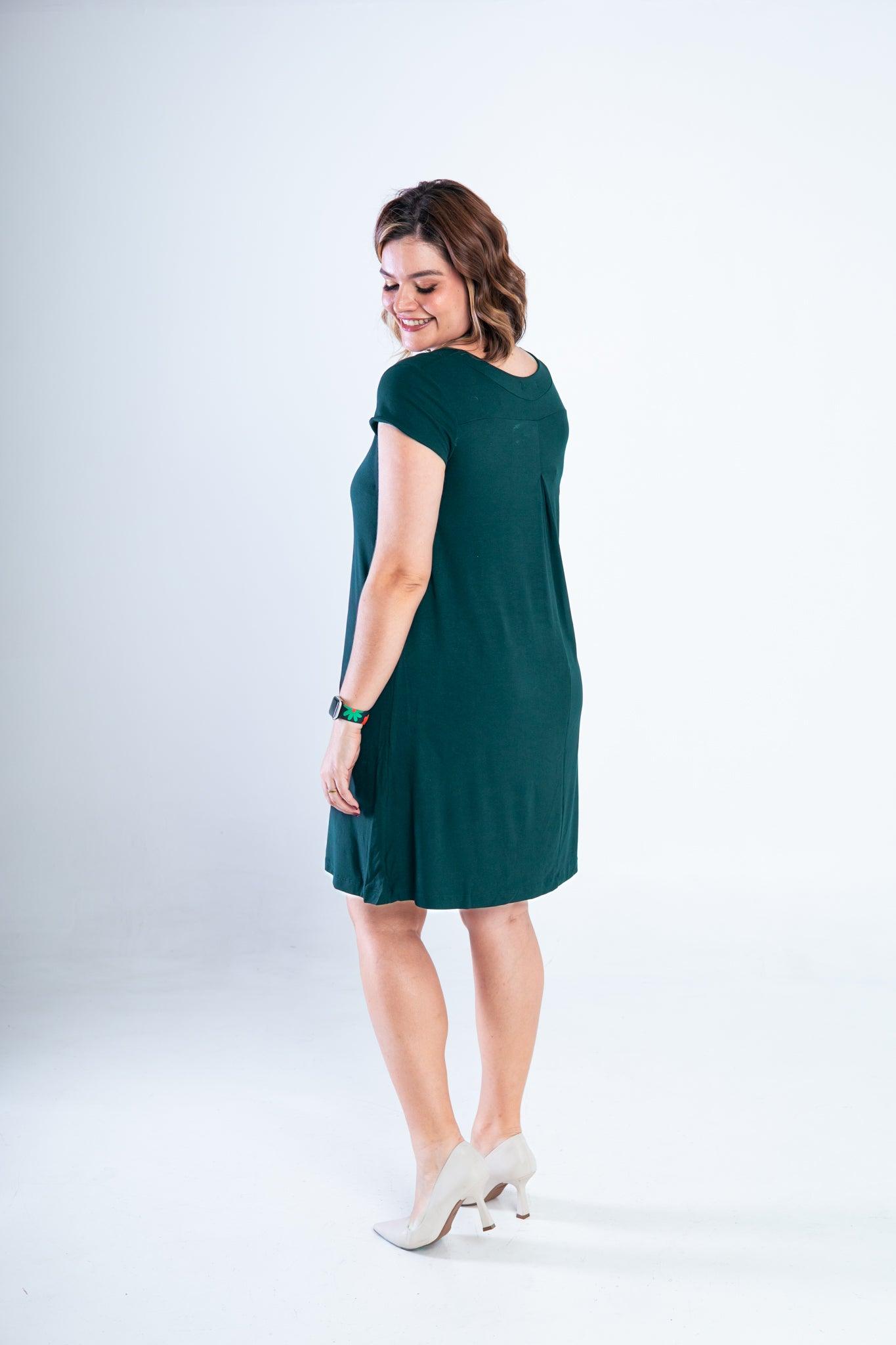 Vestido Laura - Evasê Decote V em Viscolycra - Bazar Online