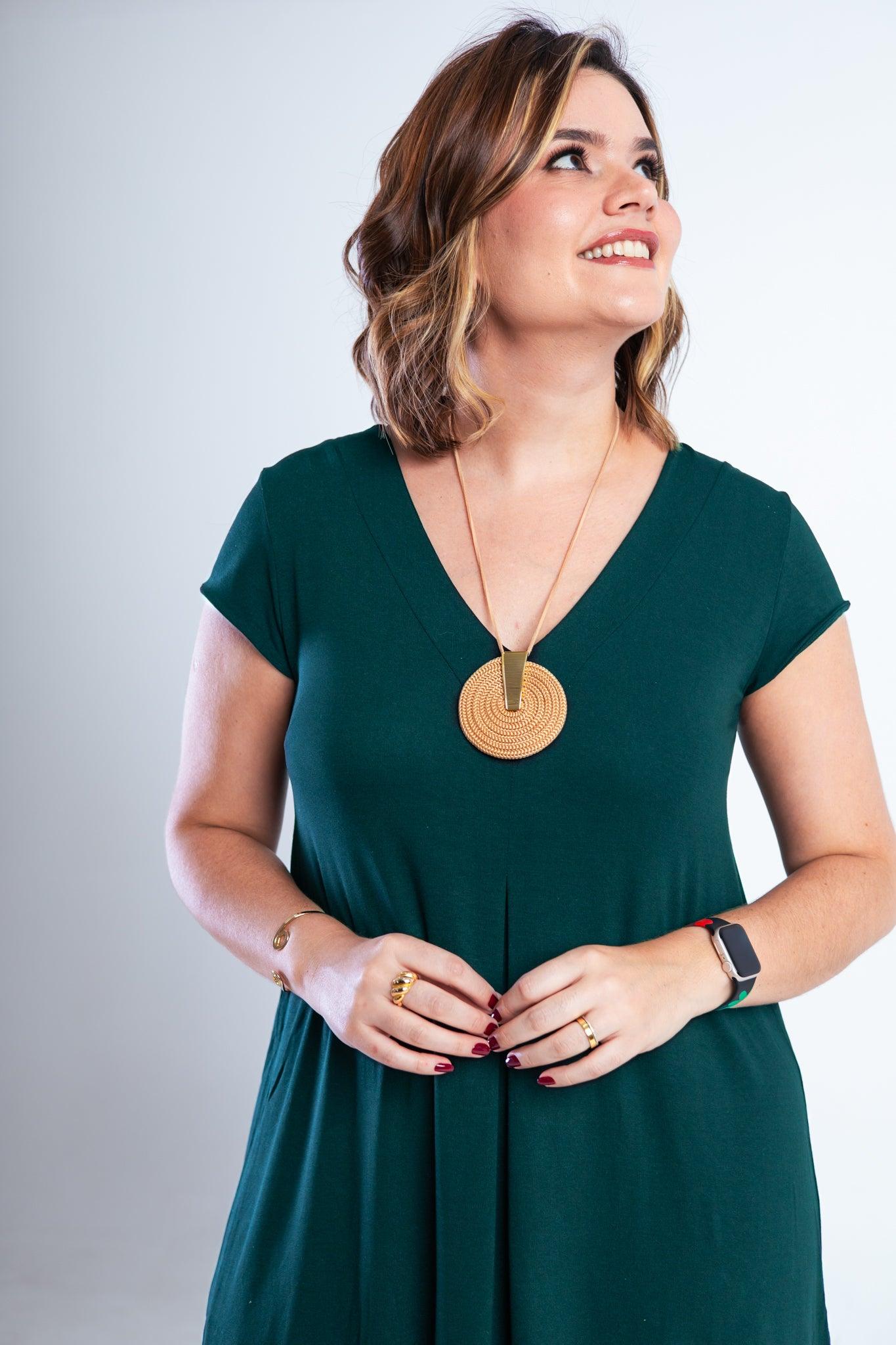 Vestido Laura - Evasê Decote V em Viscolycra - Bazar Online