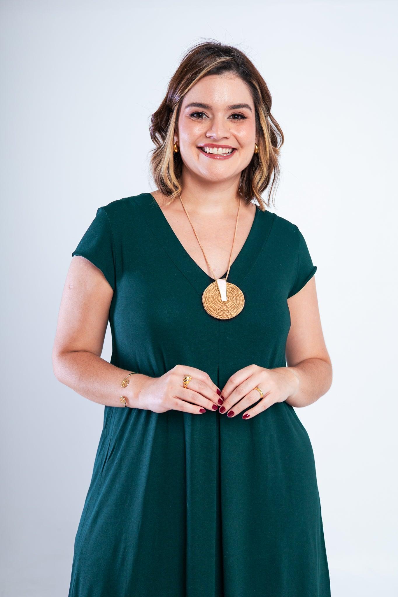 Vestido Laura - Evasê Decote V em Viscolycra - Bazar Online