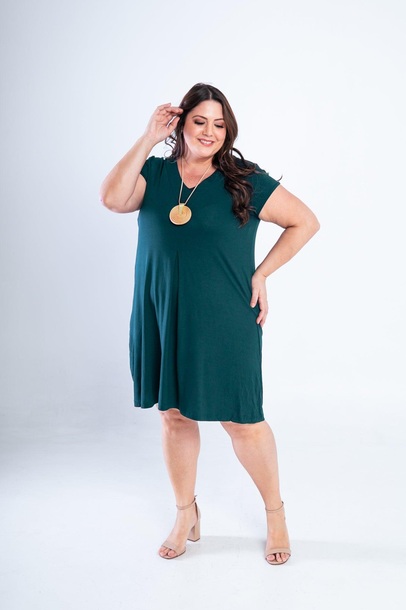 Vestido Laura - Evasê Decote V em Viscolycra - Bazar Online