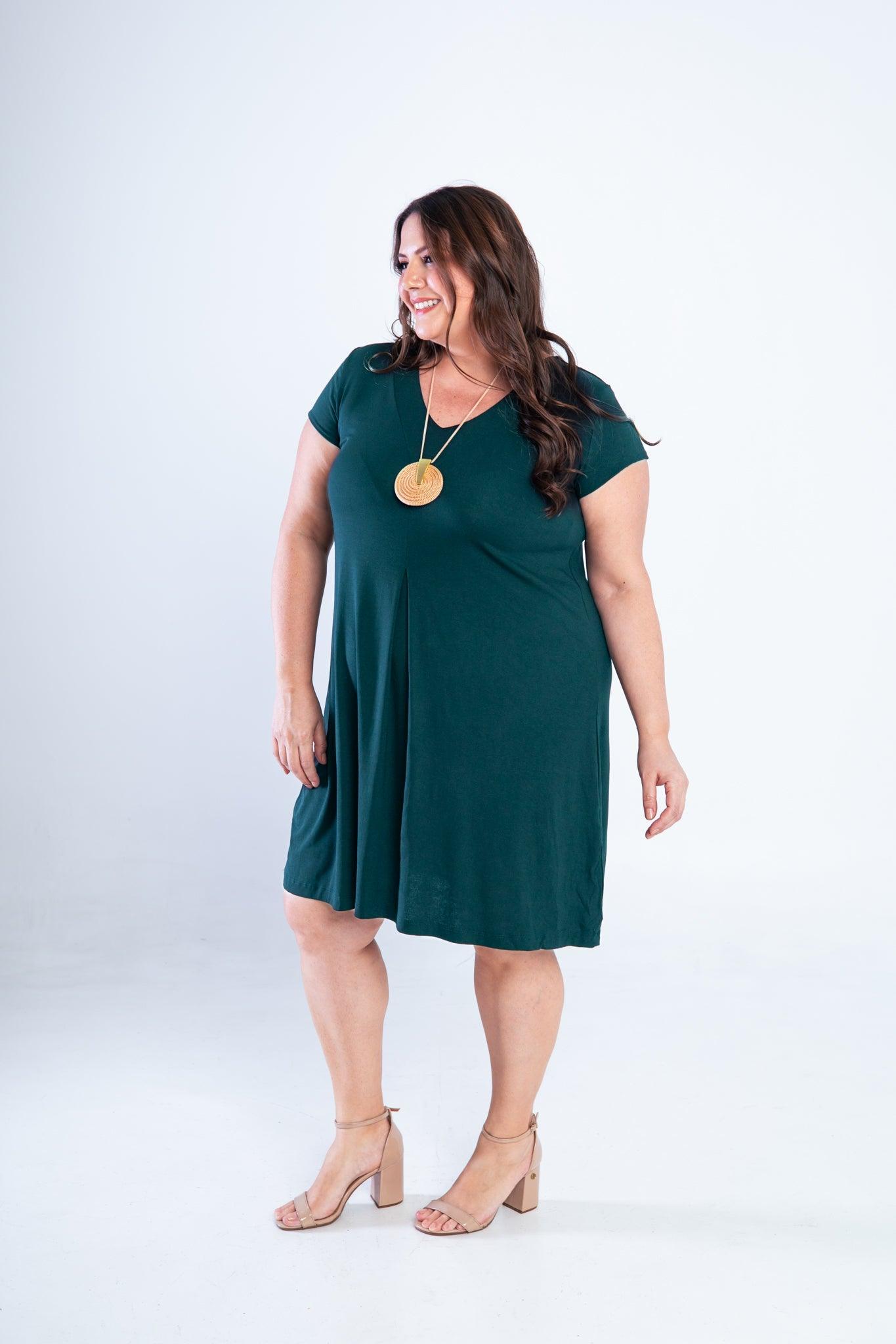 Vestido Laura - Evasê Decote V em Viscolycra - Bazar Online