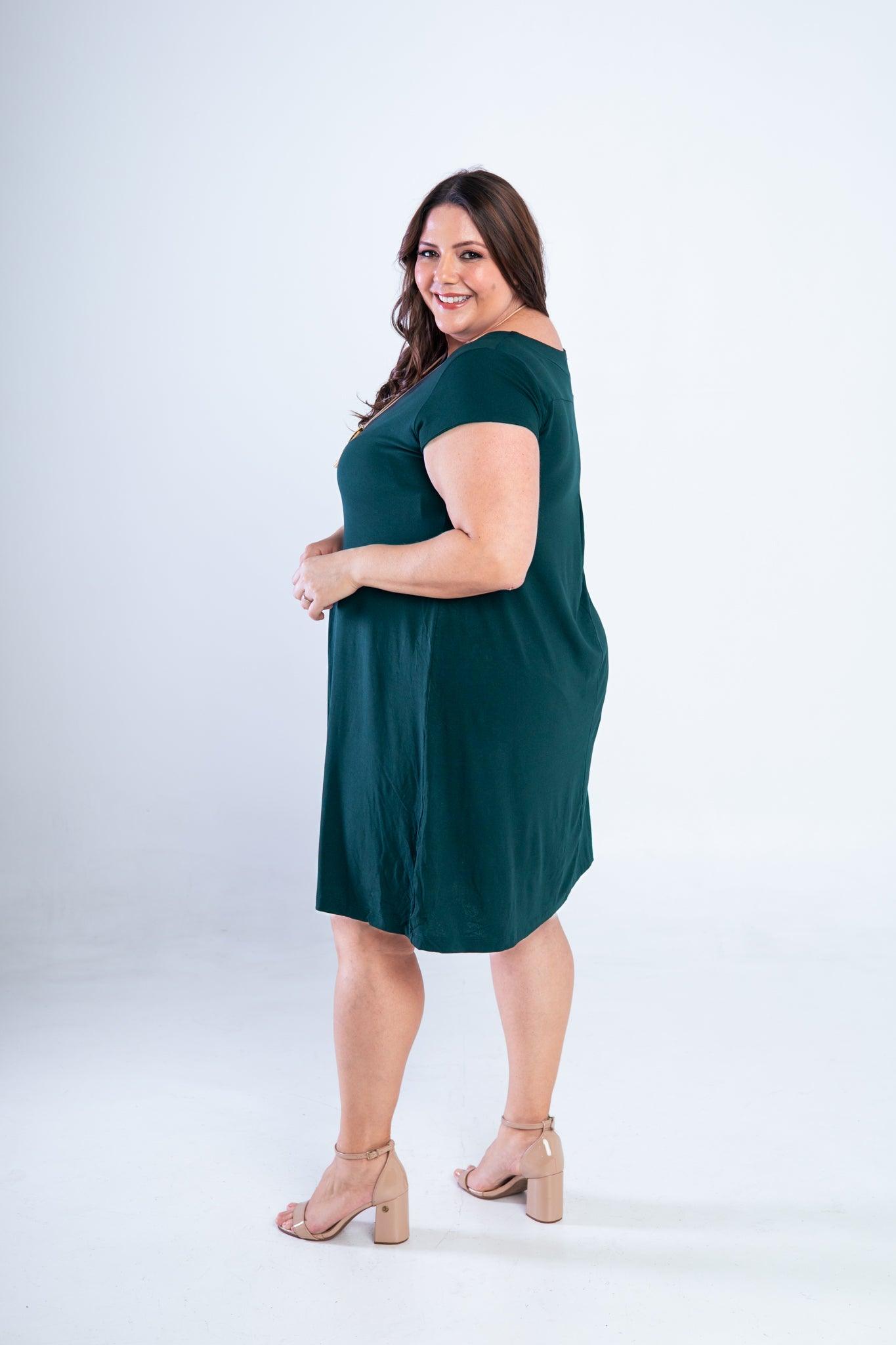 Vestido Laura - Evasê Decote V em Viscolycra - Bazar Online