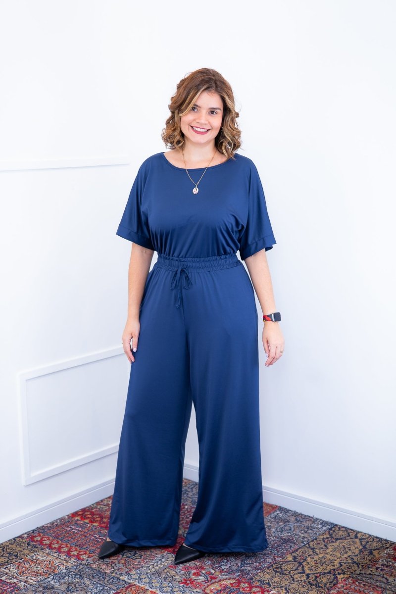 Macacão Isadora - Manga Japonesa com Calça Pantalona - Bazar Online